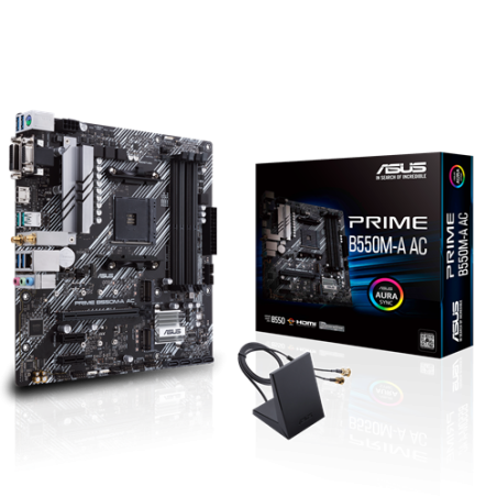 Tarjeta Madre ASUS PRIME B550M-A AC AM4 Micro ATX WiFi AC DDR4 PCIe 4.0 M.2 para Ryzen