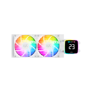 Enfriamiento Líquido XYZ Aquapulse AIO 240mm ARGB Blanco con Pantalla Digital 2500 RPM para CPU
