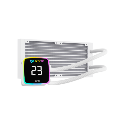 Enfriamiento Líquido XYZ Aquapulse AIO 240mm ARGB Blanco con Pantalla Digital 2500 RPM para CPU