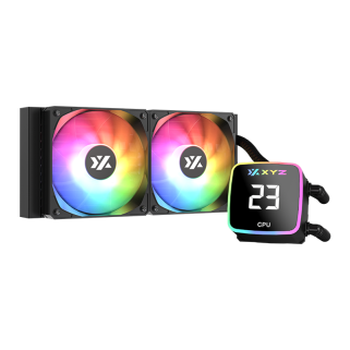 Enfriamiento Líquido XYZ Aquapulse AIO 240mm ARGB Negro con Pantalla Digital y Bomba 2500 RPM
