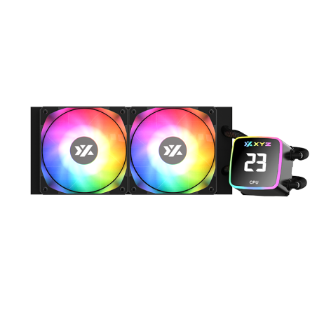 Enfriamiento Líquido XYZ Aquapulse AIO 240mm ARGB Negro con Pantalla Digital y Bomba 2500 RPM