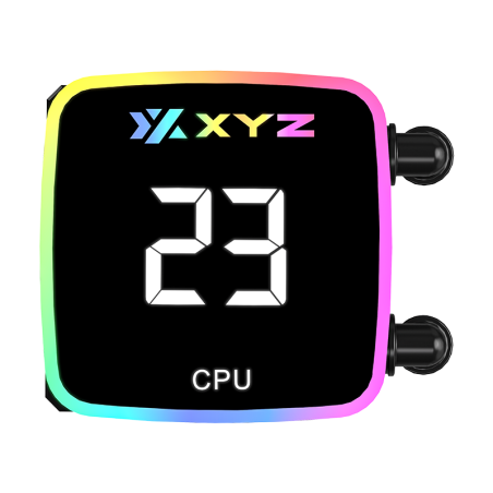 Enfriamiento Líquido XYZ Aquapulse AIO 240mm ARGB Negro con Pantalla Digital y Bomba 2500 RPM