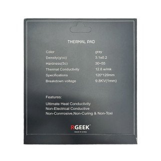Pad térmico RGREEK 12W/mK 100x100mm 1.5mm alta conductividad térmica para CPU GPU electrónica