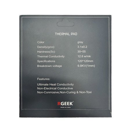 Pad térmico RGREEK 12W/mK 100x100mm 1.5mm alta conductividad térmica para CPU GPU electrónica