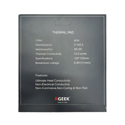 Pad térmico RGREEK 12W/mK 100x100mm 1.5mm alta conductividad térmica para CPU GPU electrónica