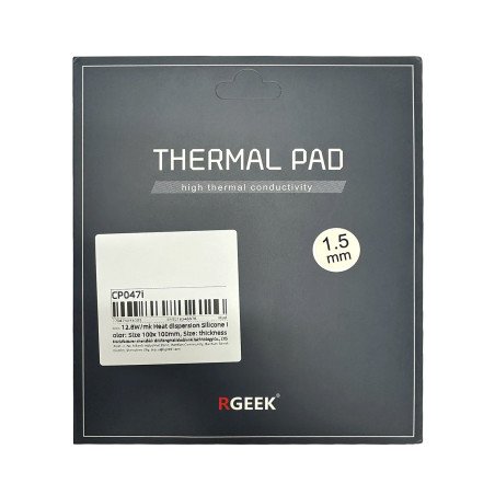 Pad térmico RGREEK 12W/mK 100x100mm 1.5mm alta conductividad térmica para CPU GPU electrónica