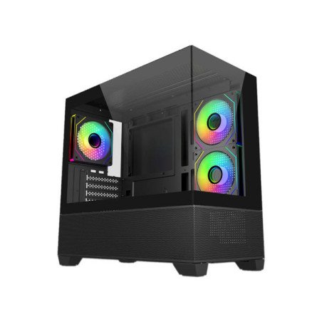 Gabinete Cooler Master Elite 490 Black Micro ATX con Vidrio Templado ARGB USB-C E490-KHNN-S00