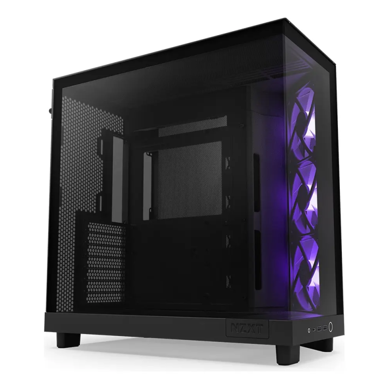 Gabinete NZXT H6 Flow Black Mid Tower ATX de Doble Cámara Compacta con Alto Flujo de Aire