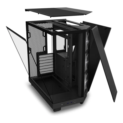 Gabinete NZXT H6 Flow Black Mid Tower ATX de Doble Cámara Compacta con Alto Flujo de Aire