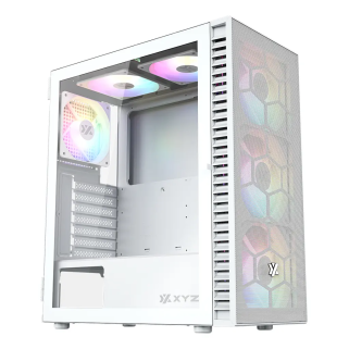 Gabinete XYZ Airone 100 Mesh White ATX con 6 Ventiladores ARGB y Panel de Cristal Templado