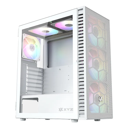 Gabinete XYZ Airone 100 Mesh White ATX con 6 Ventiladores ARGB y Panel de Cristal Templado