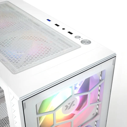 Gabinete XYZ Airone 100 Mesh White ATX con 6 Ventiladores ARGB y Panel de Cristal Templado