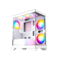 Gabinete XYZ Titanium View Lit White ATX con 6 Ventiladores 120mm y Panel Lateral de Vidrio