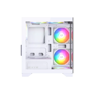 Gabinete XYZ Titanium View Lit White ATX con 6 Ventiladores 120mm y Panel Lateral de Vidrio