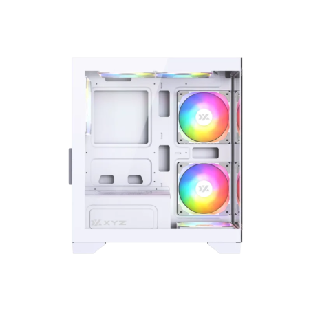 Gabinete XYZ Titanium View Lit White ATX con 6 Ventiladores 120mm y Panel Lateral de Vidrio