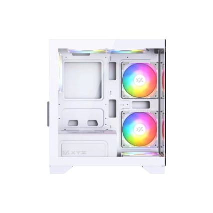 Gabinete XYZ Titanium View Lit White ATX con 6 Ventiladores 120mm y Panel Lateral de Vidrio