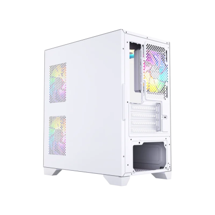 Gabinete XYZ Titanium View Lit White ATX con 6 Ventiladores 120mm y Panel Lateral de Vidrio
