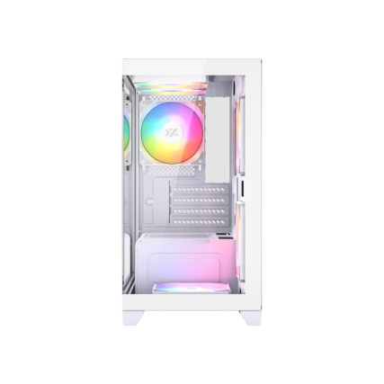Gabinete XYZ Titanium View Lit White ATX con 6 Ventiladores 120mm y Panel Lateral de Vidrio