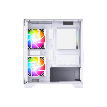 Gabinete XYZ Titanium View Lit White ATX con 6 Ventiladores 120mm y Panel Lateral de Vidrio