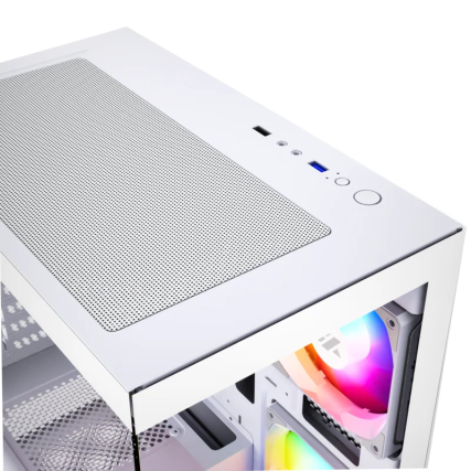 Gabinete XYZ Titanium View Lit White ATX con 6 Ventiladores 120mm y Panel Lateral de Vidrio