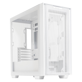 Gabinete ASUS A21 Blanco Micro-ATX con Vidrio Templado, Panel de Malla y Soporte BTF | Sin Fuente