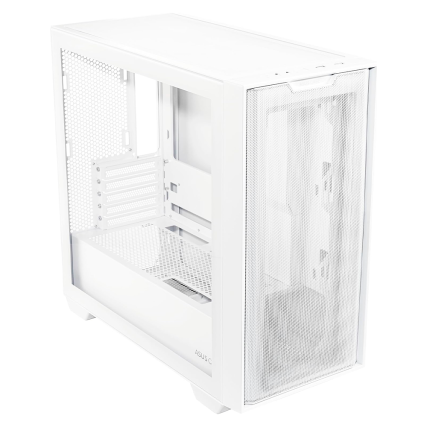 Gabinete ASUS A21 Blanco Micro-ATX con Vidrio Templado, Panel de Malla y Soporte BTF | Sin Fuente
