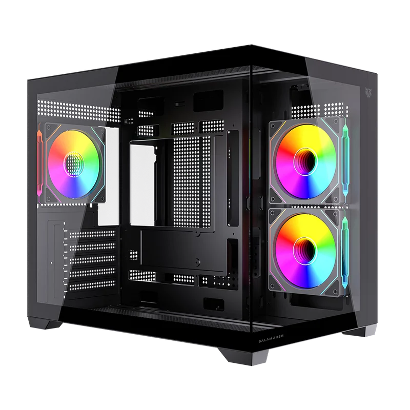 Gabinete Gamer Balam Rush Tank Core Pro GI925 Micro-ATX Full Cristal Negro con 3 Ventiladores ARGB | BR-943840