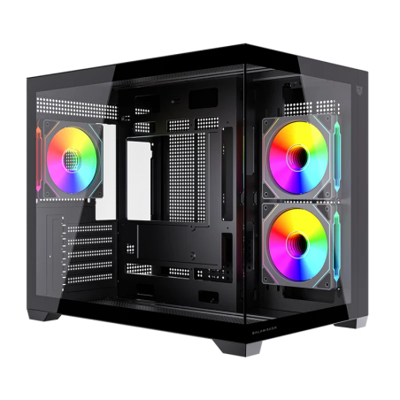 Gabinete Gamer Balam Rush Tank Core Pro GI925 Micro-ATX Full Cristal Negro con 3 Ventiladores ARGB | BR-943840