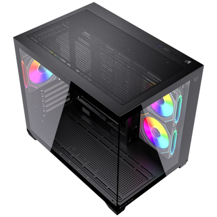 Gabinete Gamer Balam Rush Tank Core Pro GI925 Micro-ATX Full Cristal Negro con 3 Ventiladores ARGB | BR-943840