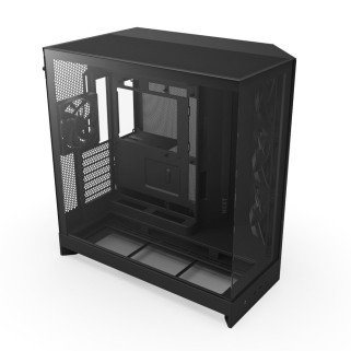 Gabinete NZXT H9 Flow Negro ATX Mid Tower con USB-C | Doble Cámara, Vidrio Templado y Alto Flujo de Aire