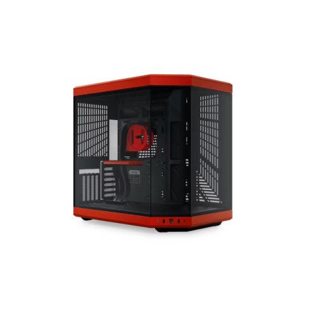 Gabinete HYTE Y70 Negro/Rojo Mid Tower con Cable Riser, Vidrio Panorámico y Diseño Premium