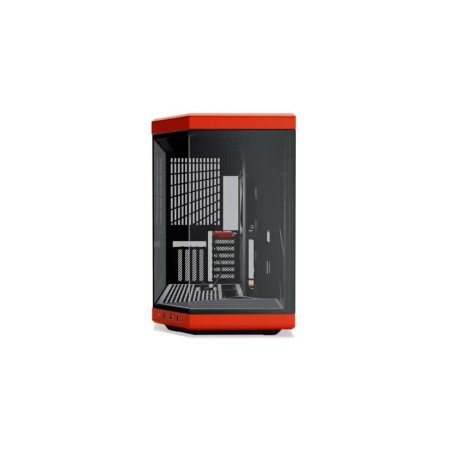 Gabinete HYTE Y70 Negro/Rojo Mid Tower con Cable Riser, Vidrio Panorámico y Diseño Premium