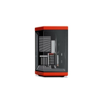Gabinete HYTE Y70 Negro/Rojo Mid Tower con Cable Riser, Vidrio Panorámico y Diseño Premium