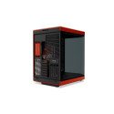 Gabinete HYTE Y70 Negro/Rojo Mid Tower con Cable Riser, Vidrio Panorámico y Diseño Premium