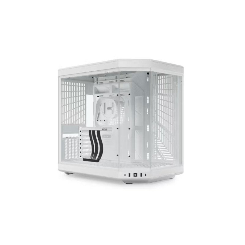 Gabinete HYTE Y70 Blanco Mid Tower con Cable Riser, Vidrio Panorámico y Diseño Premium