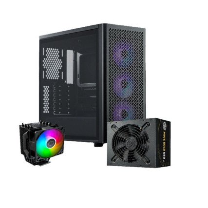 Gabinete Cooler Master Elite 502, Fuente MWE Gold 650 V3, Disipador Hyper 411 ARGB | Combo Gaming Completo
