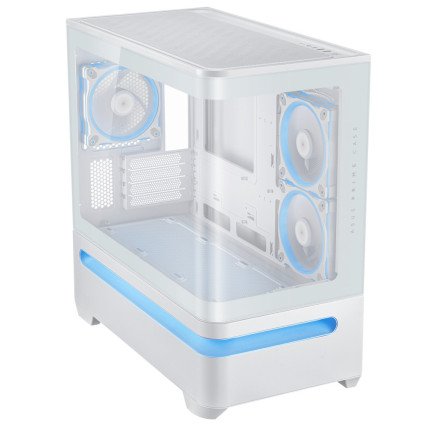 Gabinete ASUS Prime AP202 TG ARGB Blanco, Media Torre, Vidrio Templado Curvo, Sin Fuente