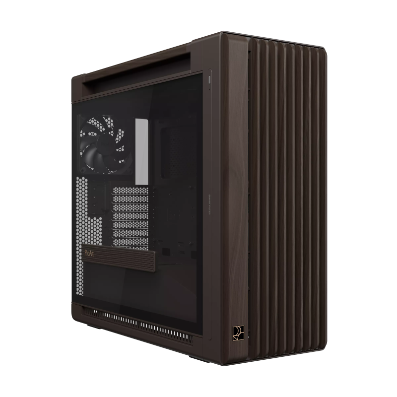 Gabinete ASUS ProArt PA602 Walnut Wood TG PWM Retro Brown,  Media Torre, Madera, Sin Fuente