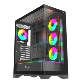 Gabinete XZEAL XZGAEX1B Full Torre E-ATX, 4 Ventiladores ARGB, Cristal / Metal, Negro, Sin fuente