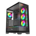 Gabinete XZEAL XZGAEX1B Full Torre E-ATX, 4 Ventiladores ARGB, Cristal / Metal, Negro, Sin fuente