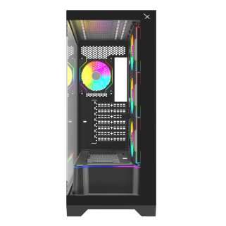 Gabinete XZEAL XZGAEX1B Full Torre E-ATX, 4 Ventiladores ARGB, Cristal / Metal, Negro, Sin fuente