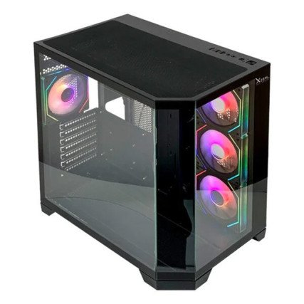 Gabinete XZEAL X-Tron XZGAXT1B Micro-ATX,  4 Ventiladores ARGB, Cristal / Metal,  Negro,  Sin Fuente