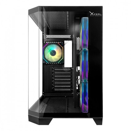 Gabinete XZEAL X-Tron XZGAXT1B Micro-ATX,  4 Ventiladores ARGB, Cristal / Metal,  Negro,  Sin Fuente