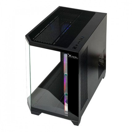 Gabinete XZEAL X-Tron XZGAXT1B Micro-ATX,  4 Ventiladores ARGB, Cristal / Metal,  Negro,  Sin Fuente
