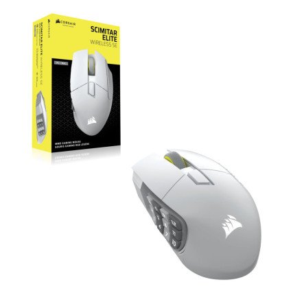 Mouse Gamer Corsair Scimitar Elite Wireless RGB Blanco, 26,000 DPI, 16 Botones Programables