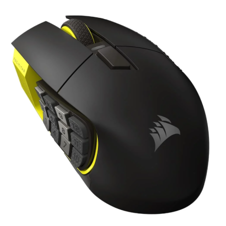 Mouse Gamer Corsair Scimitar Elite Wireless RGB Negro/Amarillo, 26,000 DPI, 16 Botones Programables