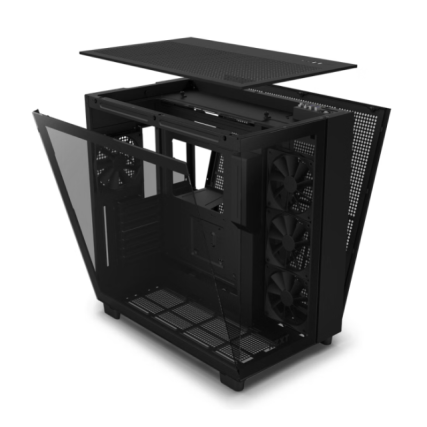 Gabinete NZXT H9 Flow Negro ATX Mid Tower con USB-C | Doble Cámara, Vidrio Templado y Alto Flujo de Aire