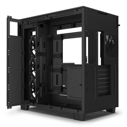 Gabinete NZXT H9 Flow Negro ATX Mid Tower con USB-C | Doble Cámara, Vidrio Templado y Alto Flujo de Aire