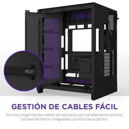 Gabinete NZXT H9 Flow RGB Negro ATX Mid Tower (CM-H92FB-R1) con USB-C, Vidrio Templado y Alto Flujo de Aire