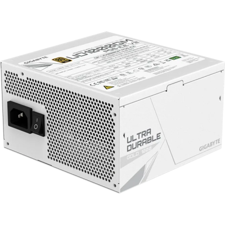 Fuente de Poder Gigabyte UD1000GM PG5 ICE 1000W 80 Plus Gold Full Modular PCIe Gen5 16-Pin ATX 3.0 Blanca